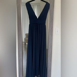 Floor length gown - navy w/ slit